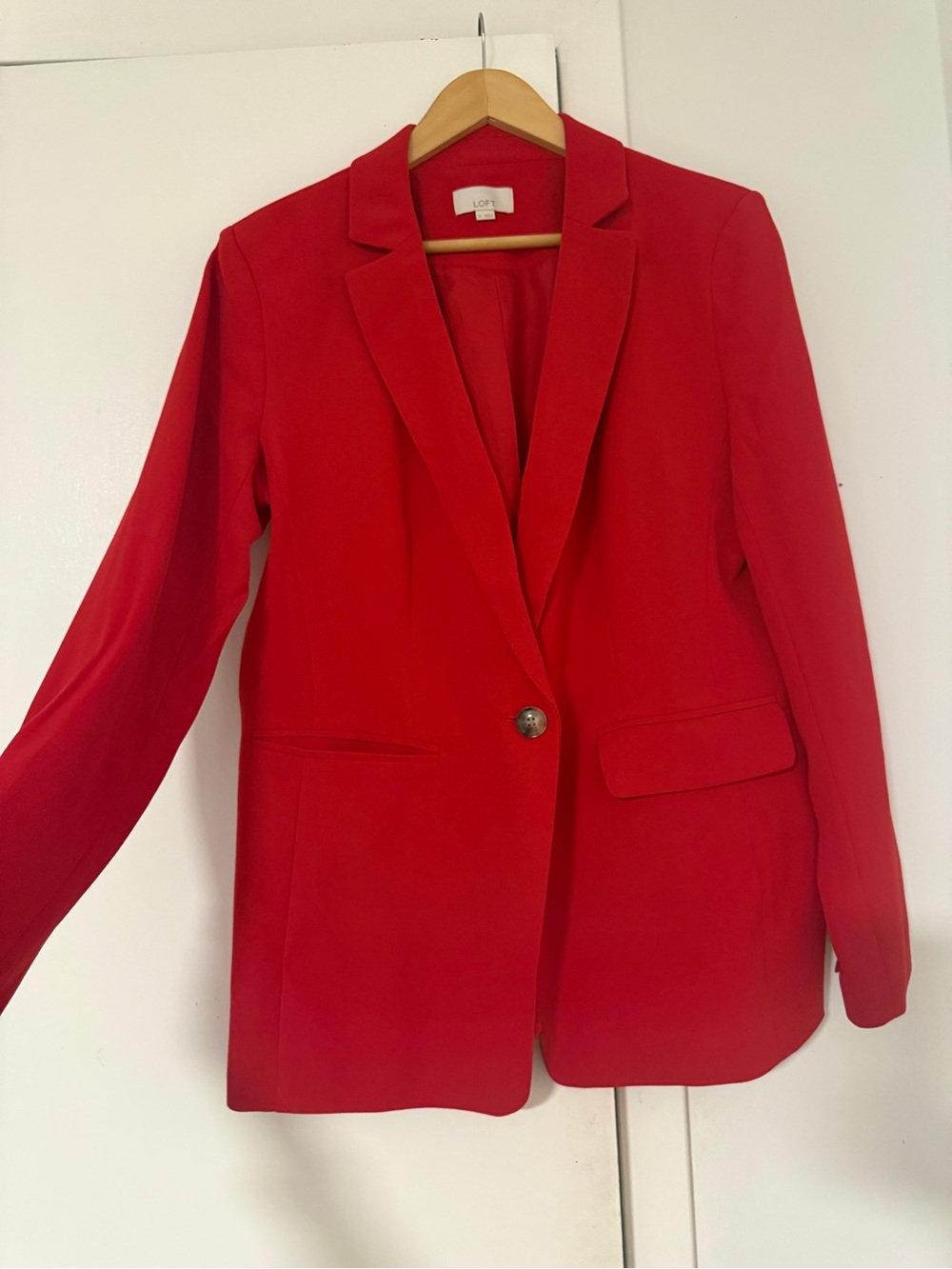 LOFT Bold Red Single-Button Blazer